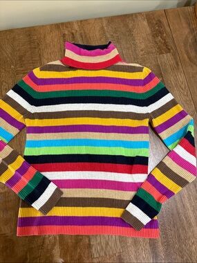 GAP Multicolor Striped Turtleneck Sweater. Ribbed. Large.